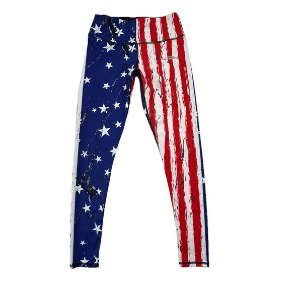 Coolomg American Flag Leggings Size Small Compression Fit USA Work Out Gym - Picture 2 of 10